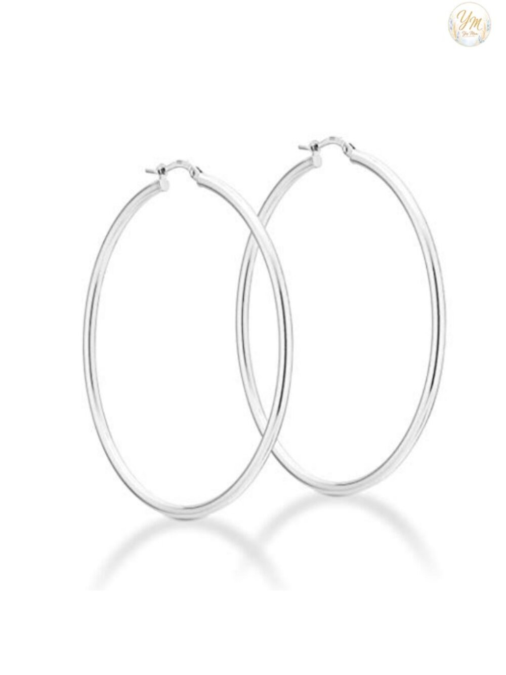 925 Sterling Silver 2mm Round Tube Hoop Earrings 50mm 60mm Italy